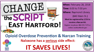 Narcan Training on Feb. 28th from 6 to 7pm at Raymond Library