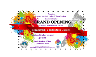 CommUNITY Reflection Garden Dedication invite for Oct. 10th at 5pm