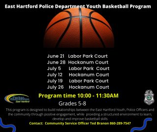 East Hartford Police Department and Parks and Recreation Invite you to Youth Basketball Program
