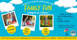 Family Fun Nights. Click here for more information and to register. 