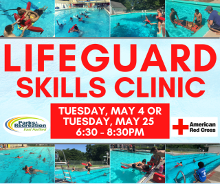Lifeguard skills clinic graphic with dates