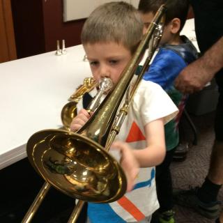 Child playing trombone