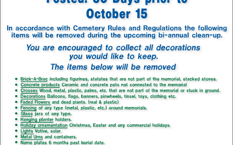 Cemetery Cleanup - by October 15, 2017