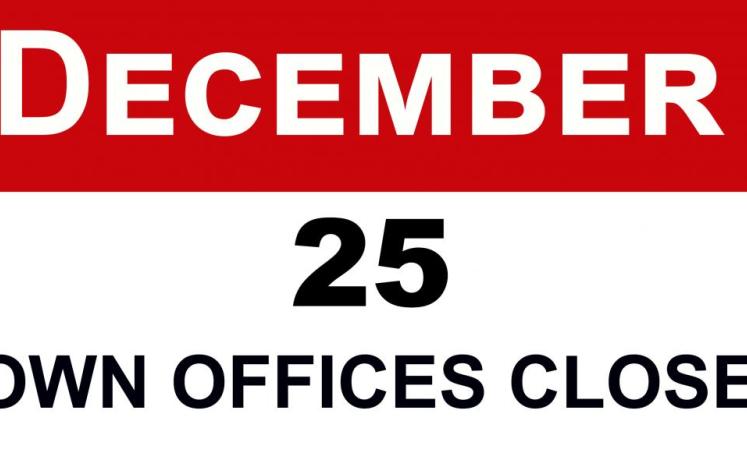 town offices closed christmas new years