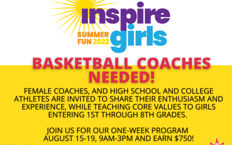 East Hartford and Justice Education Center Are Looking for Female Coaches to Participate in Summer Basketball For Girls