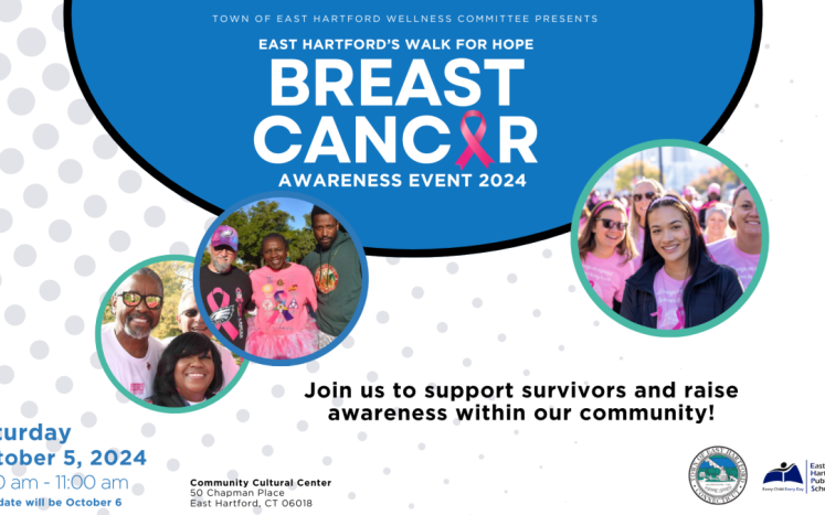East Hartford's Walk for Hope Breast Cancer Awareness Event Saturday, October 5, 2024