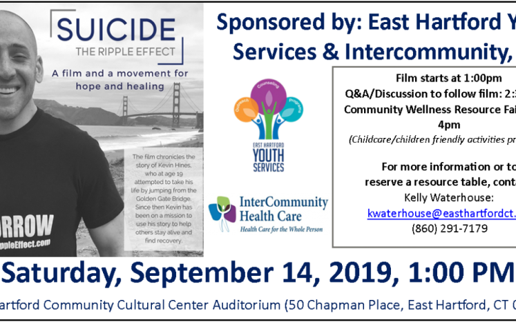 Suicide the Ripple Effect - Community Wellness Resource Fair Event on Sept. 14th. Starts at 1pm.