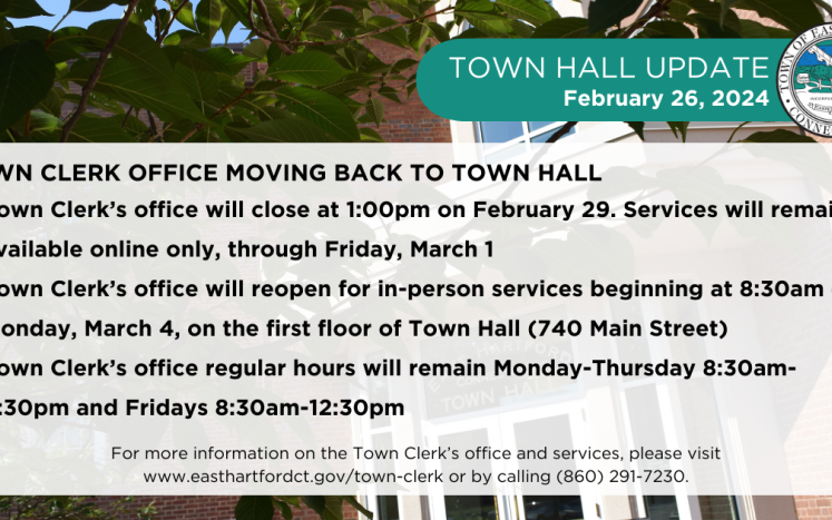 East Hartford Town Offices Begin Move Back to Town Hall as Renovations Near Completion
