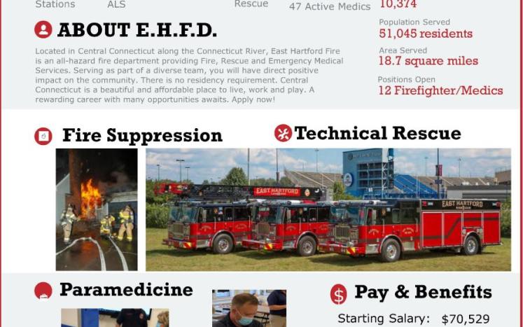 East Hartford Fire Department is Hiring Entry Level Firefighter / Paramedics