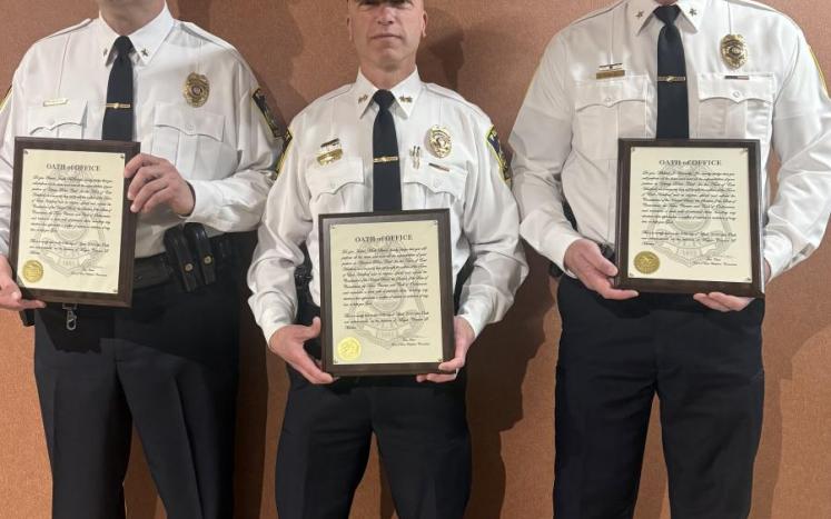 Photo from left to right: Deputy Chief Francis "Joe" McGeough, Assistant Police Chief Joshua Litwin, and Deputy Chief Michael Connolly EHPD Celebrates Command Staff Promotions