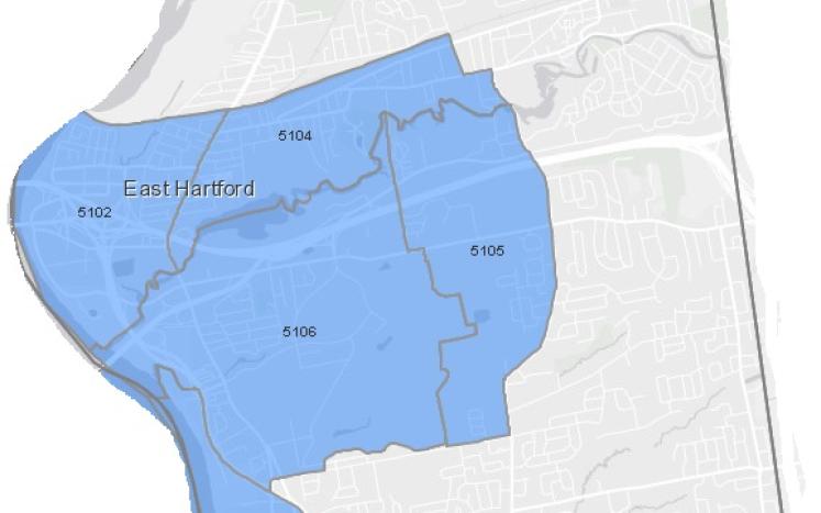 East Hartford Opportunity Zone Nominations (in Blue)