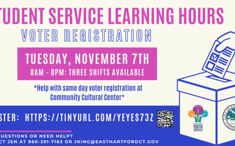 Service Learning Hours opportunity for HS students that live in EH. Click for more info and to register.