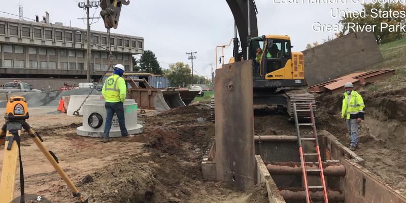 Installation of toe drain manhole. Installation of toe drain manhole.