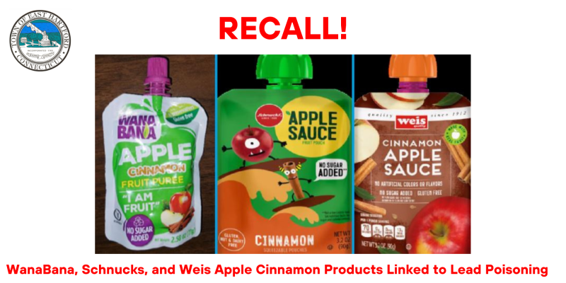 Recall of WanaBana, Schnucks, and Weis Apple Cinnamon Applesauce Pouches